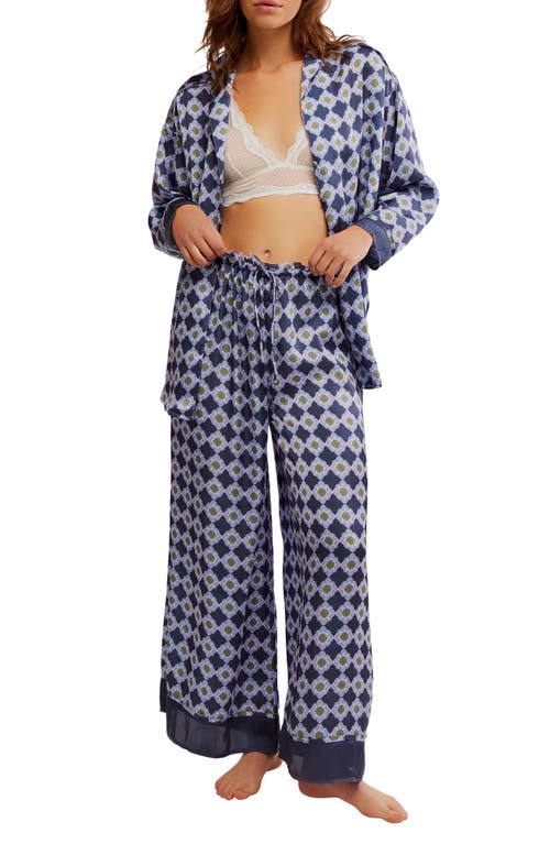 Shop Free People Dreamy Days Print Pajamas In Navy Combo