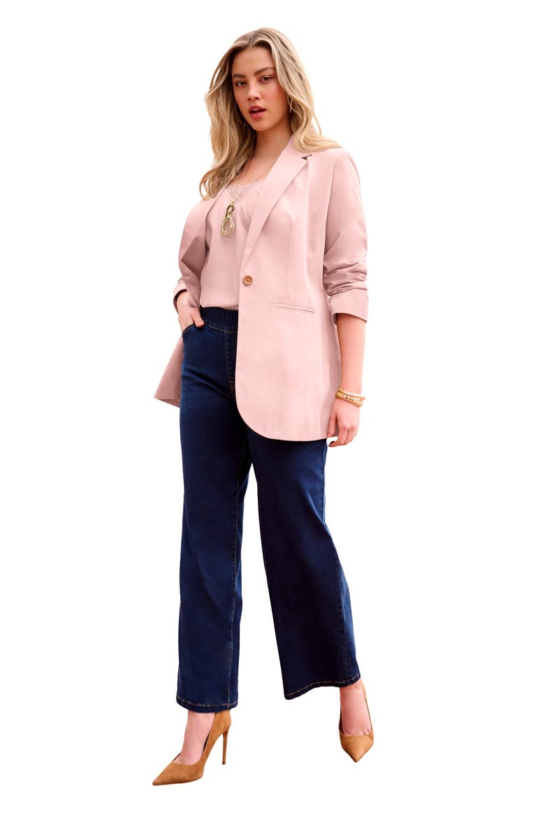 Plus Size Relaxed Boyfriend Blazer, Main, color, SOFT BLUSH