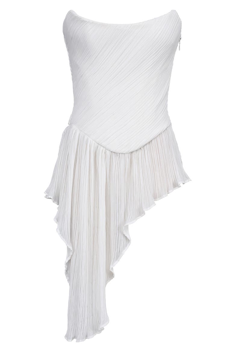 Renata Pleated Strapless Chiffon Top, Alternate, color, WHITE