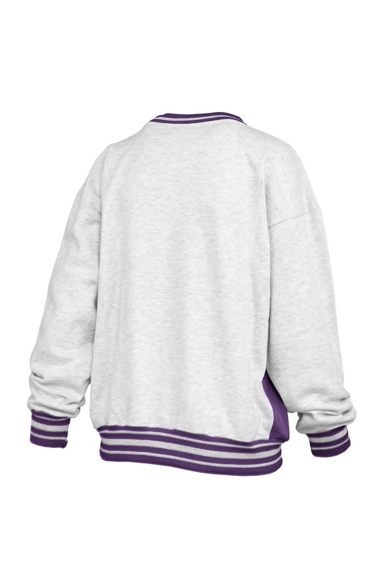 PRESSBOX Women's Pressbox Heather Gray/Purple LSU Tigers Endzone Crewneck Sweatshirt, Alternate, color, Heather Gray