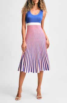 Isaac Mizrahi New York Stripe Sleeveless Fit & Flare Sweater Dress