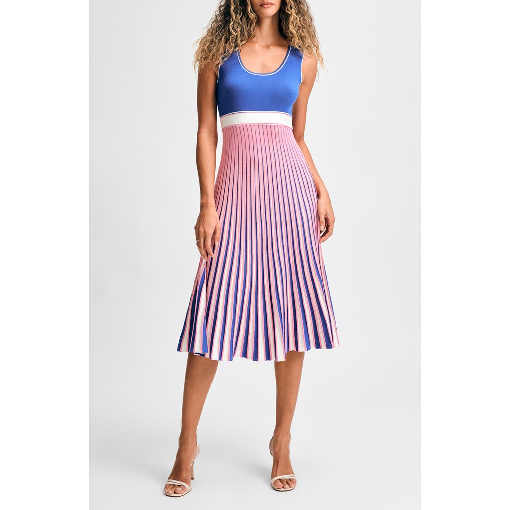 Isaac Mizrahi New York Stripe Sleeveless Fit & Flare Sweater Dress