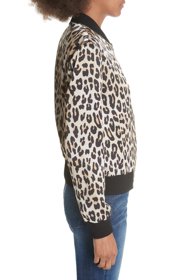Lonnie Reversible Silk Bomber Jacket, Alternate, color, HAZY FLORAL WINE/ LEOPARD