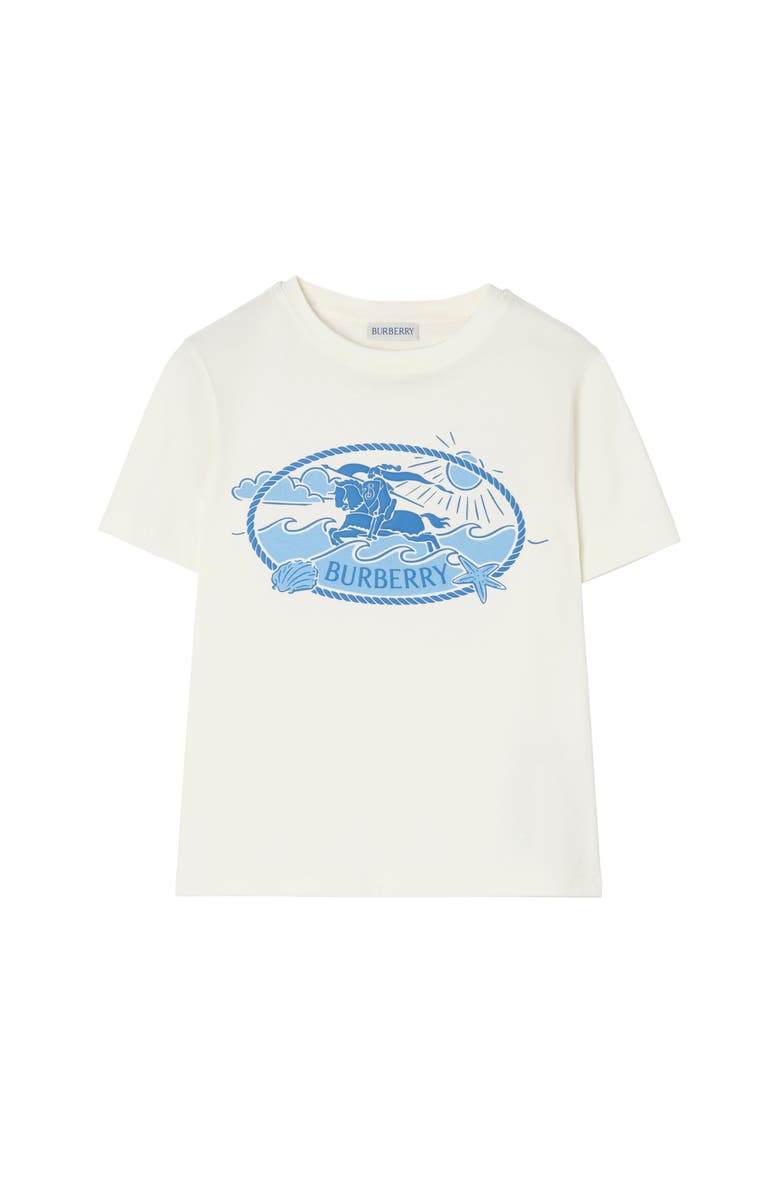 Burberry Knight Stamp Cotton T-shirt, Main, color, Chalk White