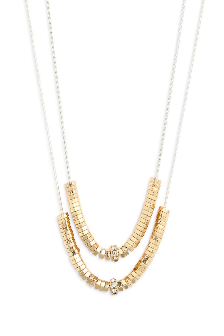 Layered Metal Bead Necklace, Main, color, CLEAR- GOLD