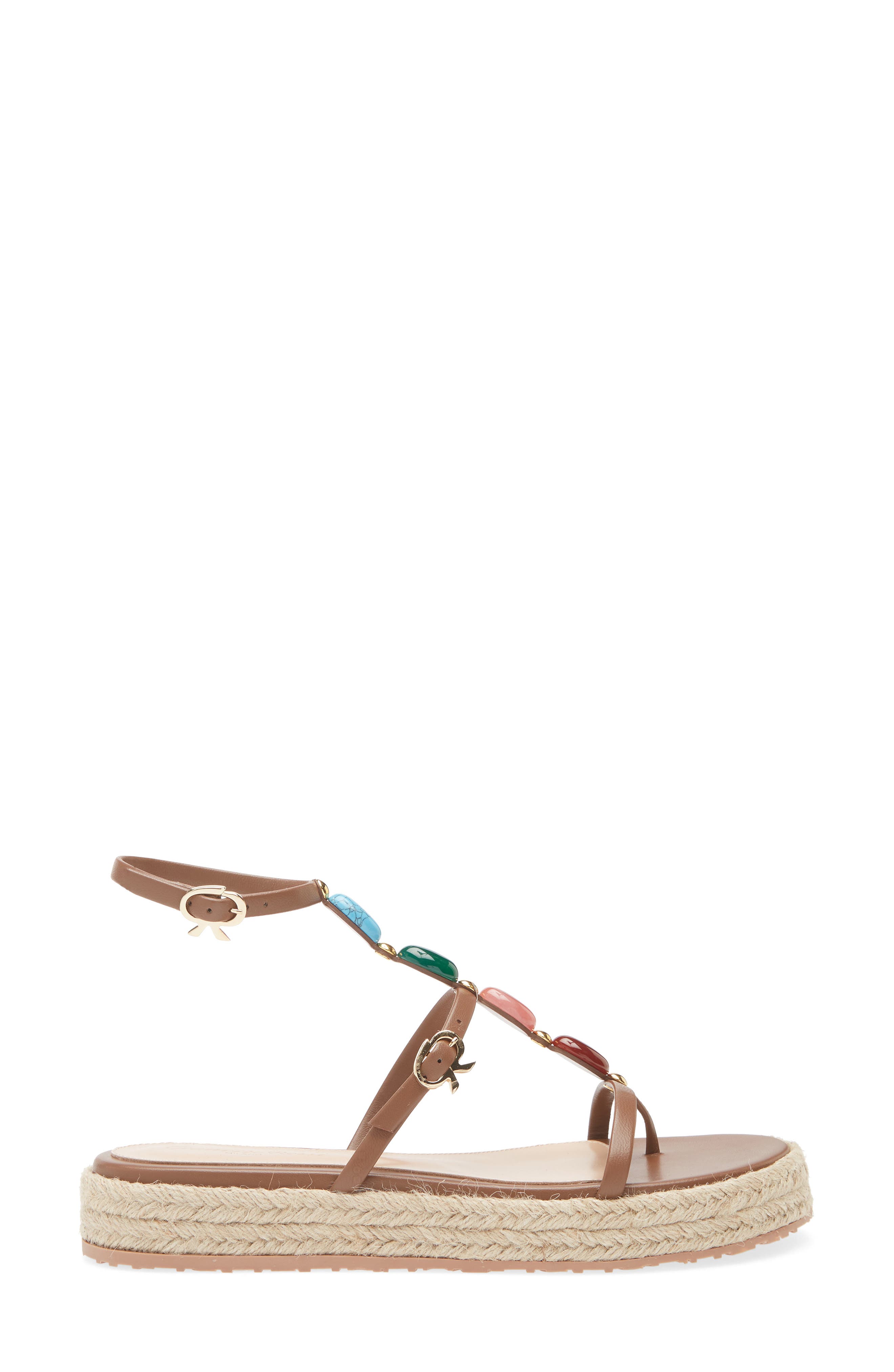 Gianvito Rossi Stone Embellished Espadrille Sandal, Alternate, color, Cuoio Naturale