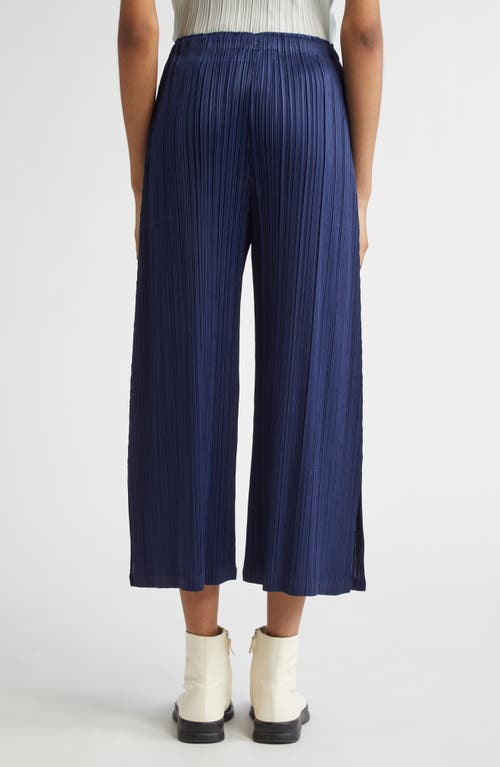 Shop Issey Miyake Pleats Please  Monthly Colors February Pleated Crop Wide Leg Pants In Navy