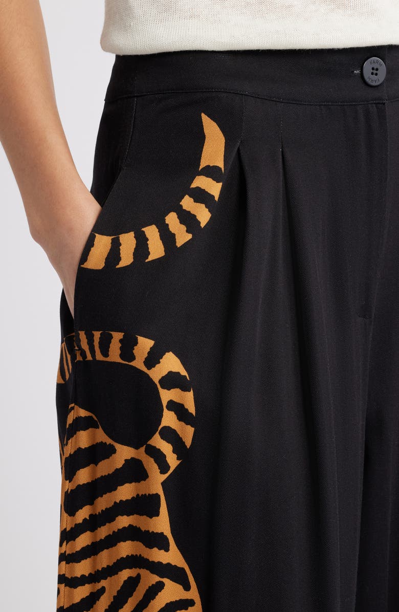 FARM Rio Black Tiger Wide Leg Pants, Alternate, color, Black