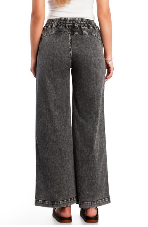 Wash Lab Denim Drawstring Waist Wide Leg Jeans In Black