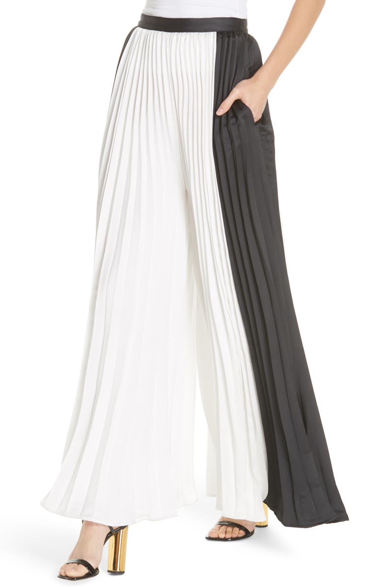 Self-Portrait Bicolor Pleated Pants, Alternate, color, 