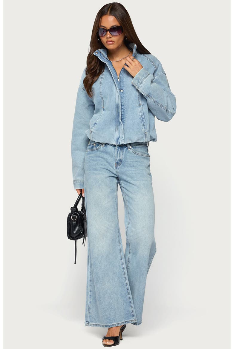 Jaysi Denim Bomber Jacket, Alternate, color, BLUE-WASHED