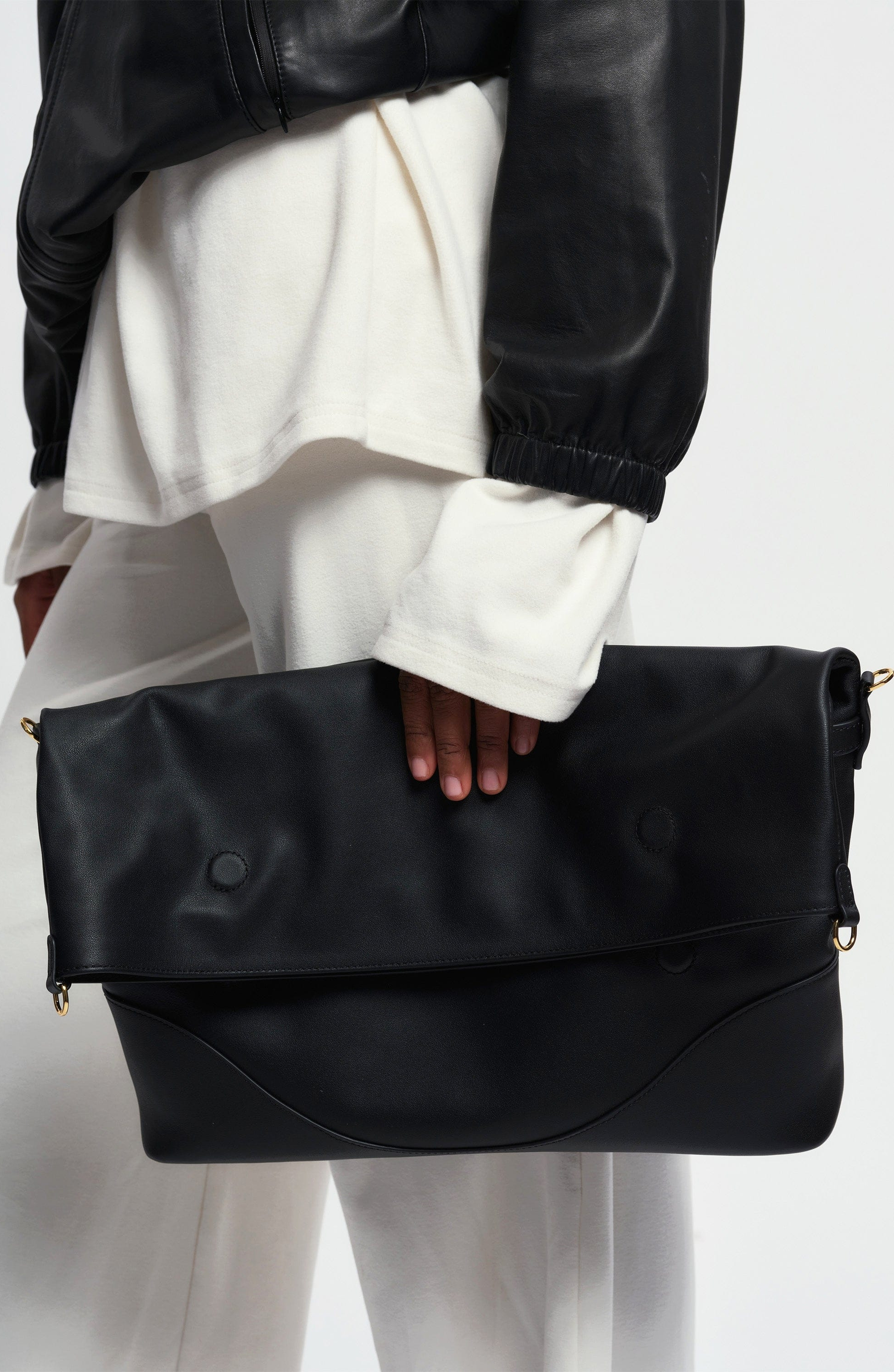 Marina Foldover Bag, Alternate, color, Onyx
