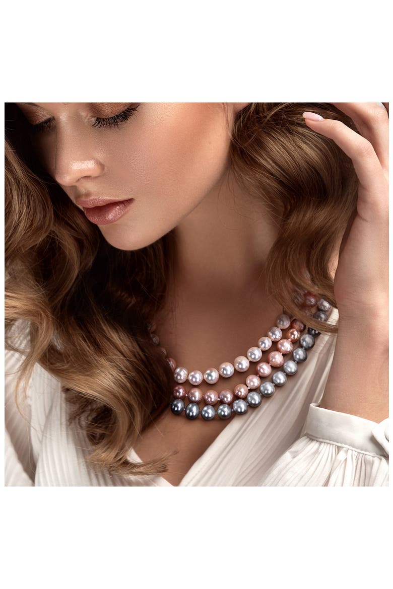 Triple Strand Multicolor Freshwater Pearl Necklace, Alternate, color, WHITE MULTICOLOR