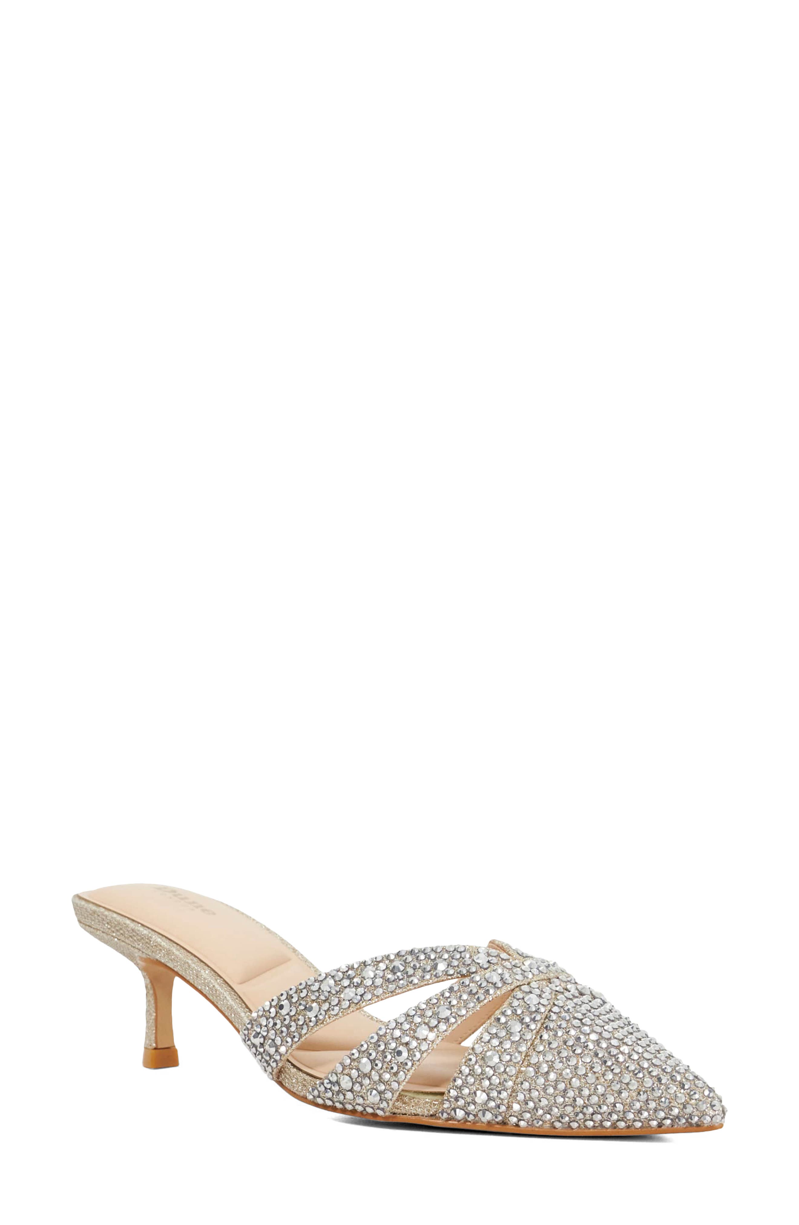 Dune London Calla Pointed Toe Kitten Heel Mule, Main, color, Gold