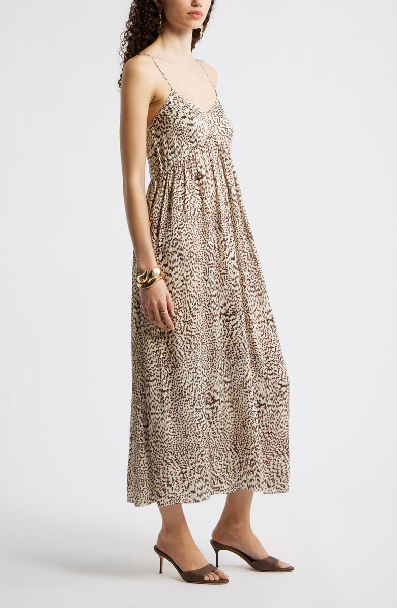 Nordstrom Strappy Gathered Midi Dress, Alternate, color, Beige- Brown Global
