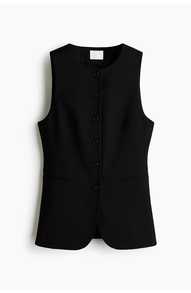 H&M Long Waistcoat, Main, color, Black