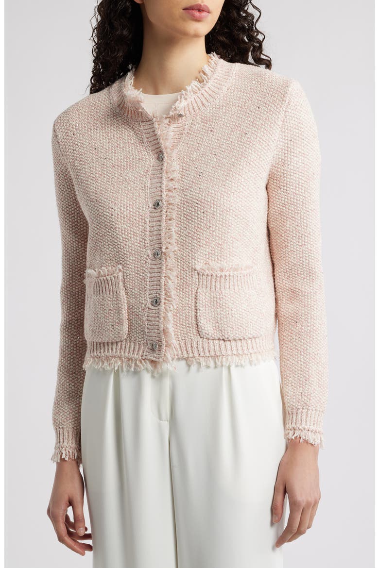 Marled Moss Sequin Cardigan, Alternate, color, LIGHT PINK MULTI