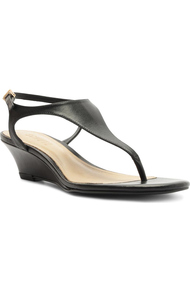Schutz Lys Ankle Strap Wedge Sandal, Main, color, Black