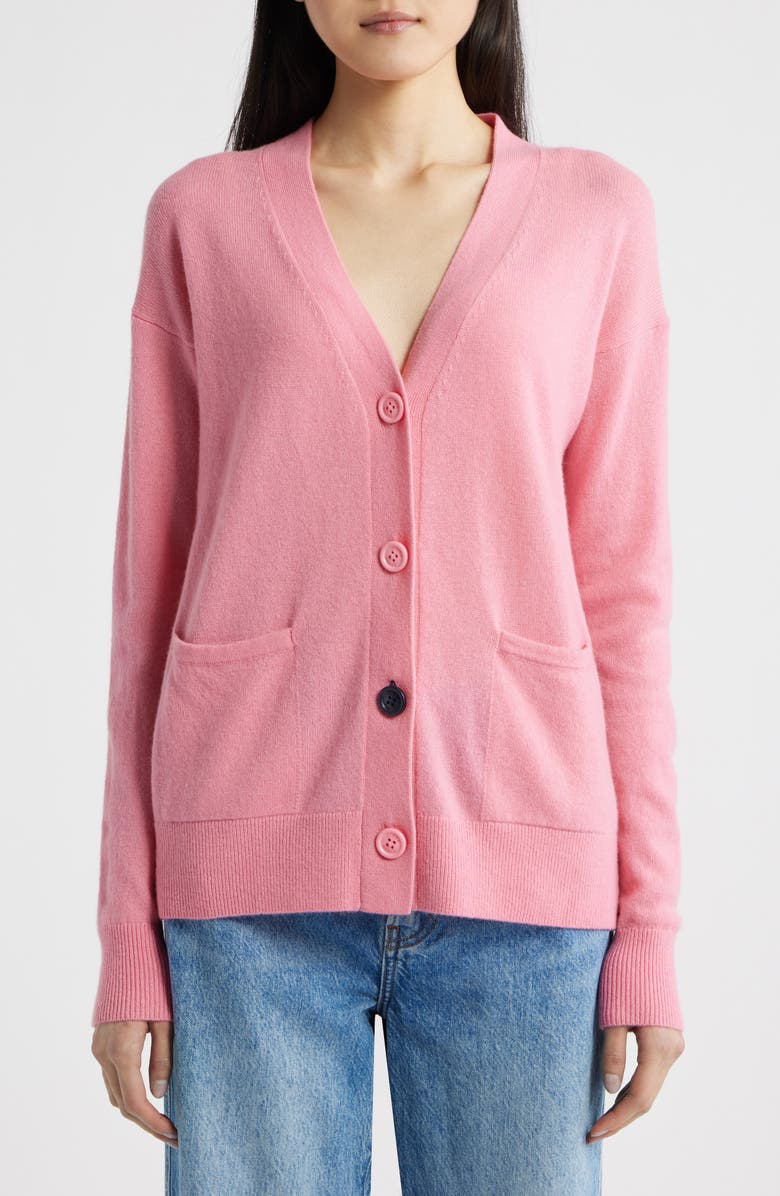CISSA Button-Up Wool & Cashmere Wrap Cardigan, Alternate, color, Bubble Pink