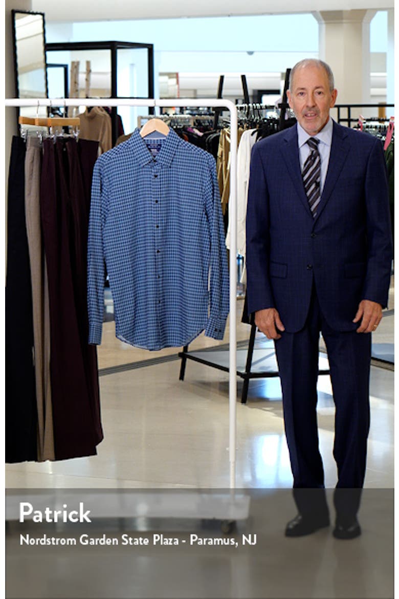 Regular Fit Mosaic Gingham Stretch Performance Dress Shirt video