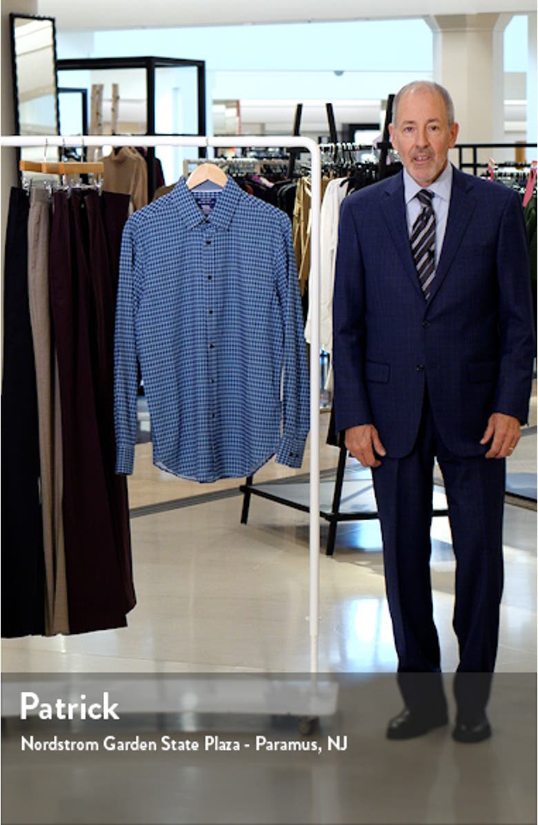 Regular Fit Mosaic Gingham Stretch Performance Dress Shirt, sales video thumbnail
