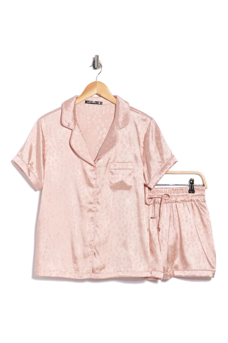 Dixie Floral Satin Shorts Pajamas, Alternate, color, PLUM BLOSSOM-MAUV