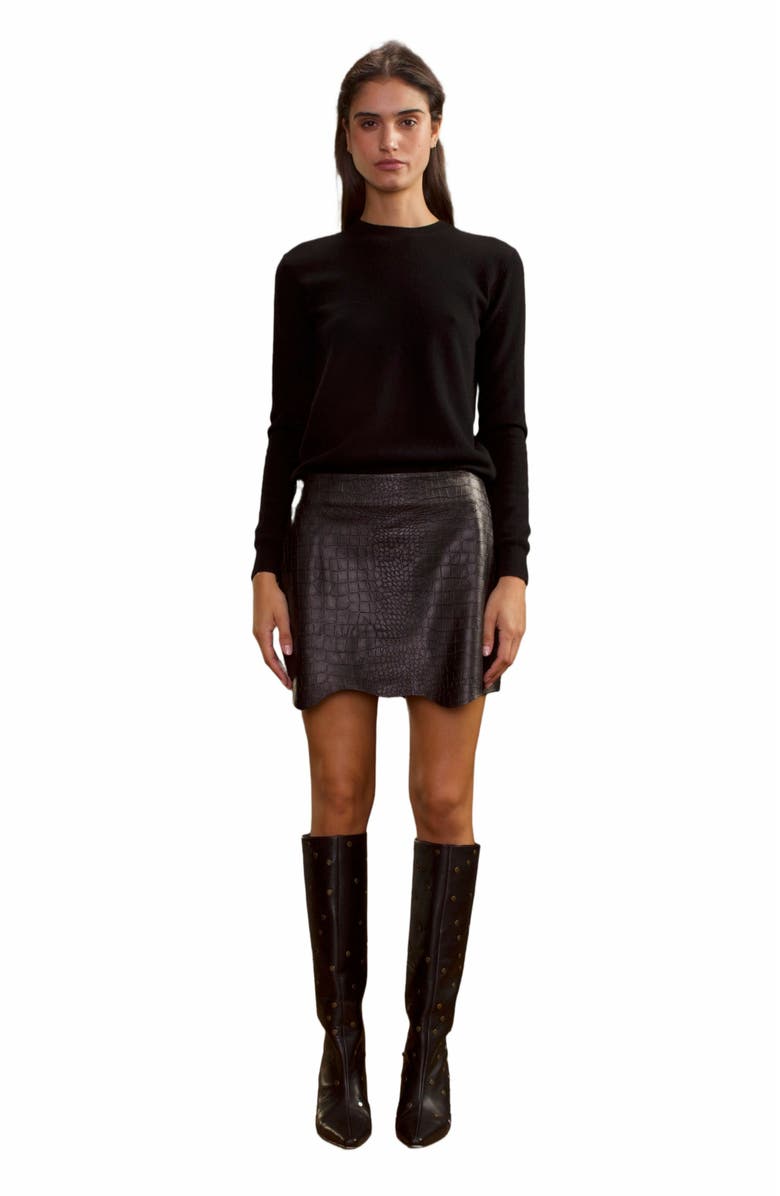 Cynthia Rowley Embossed Leather Skirt, Main, color,