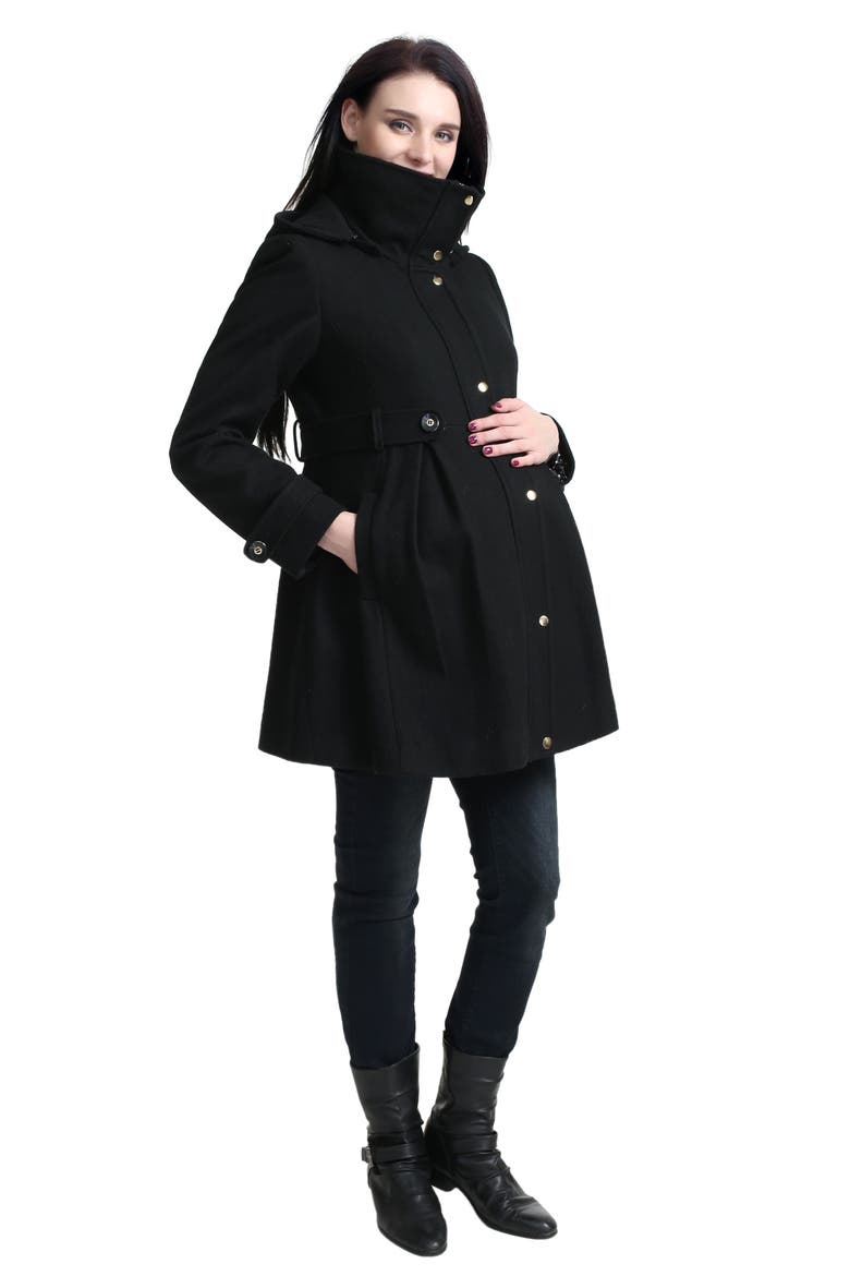 Olivia Wool Blend Maternity Coat, Alternate, color, BLACK