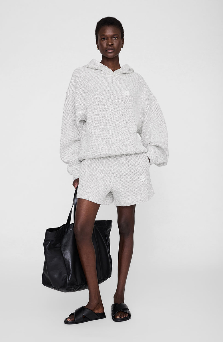 ANINE BING Framed Monogram Alec Hoodie, Main, color, Ivory And Black