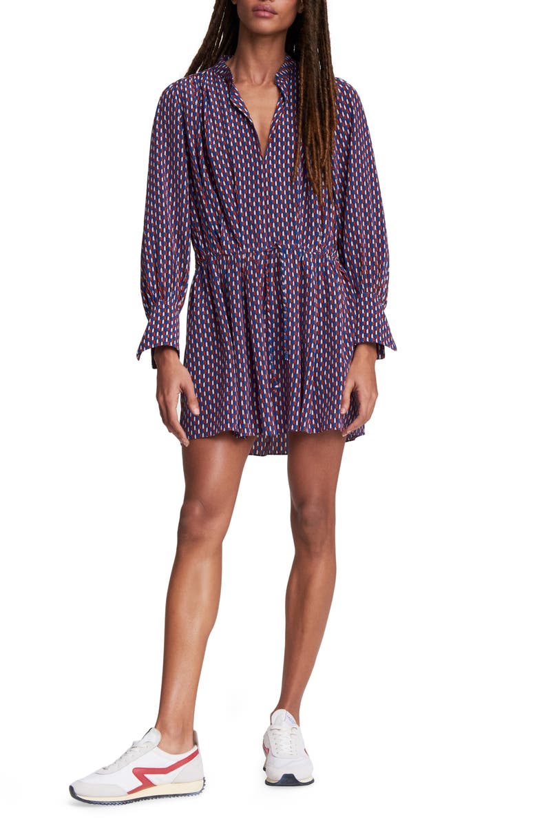 rag & bone Carly Long Sleeve Silk Shirt Dress, Main, color,