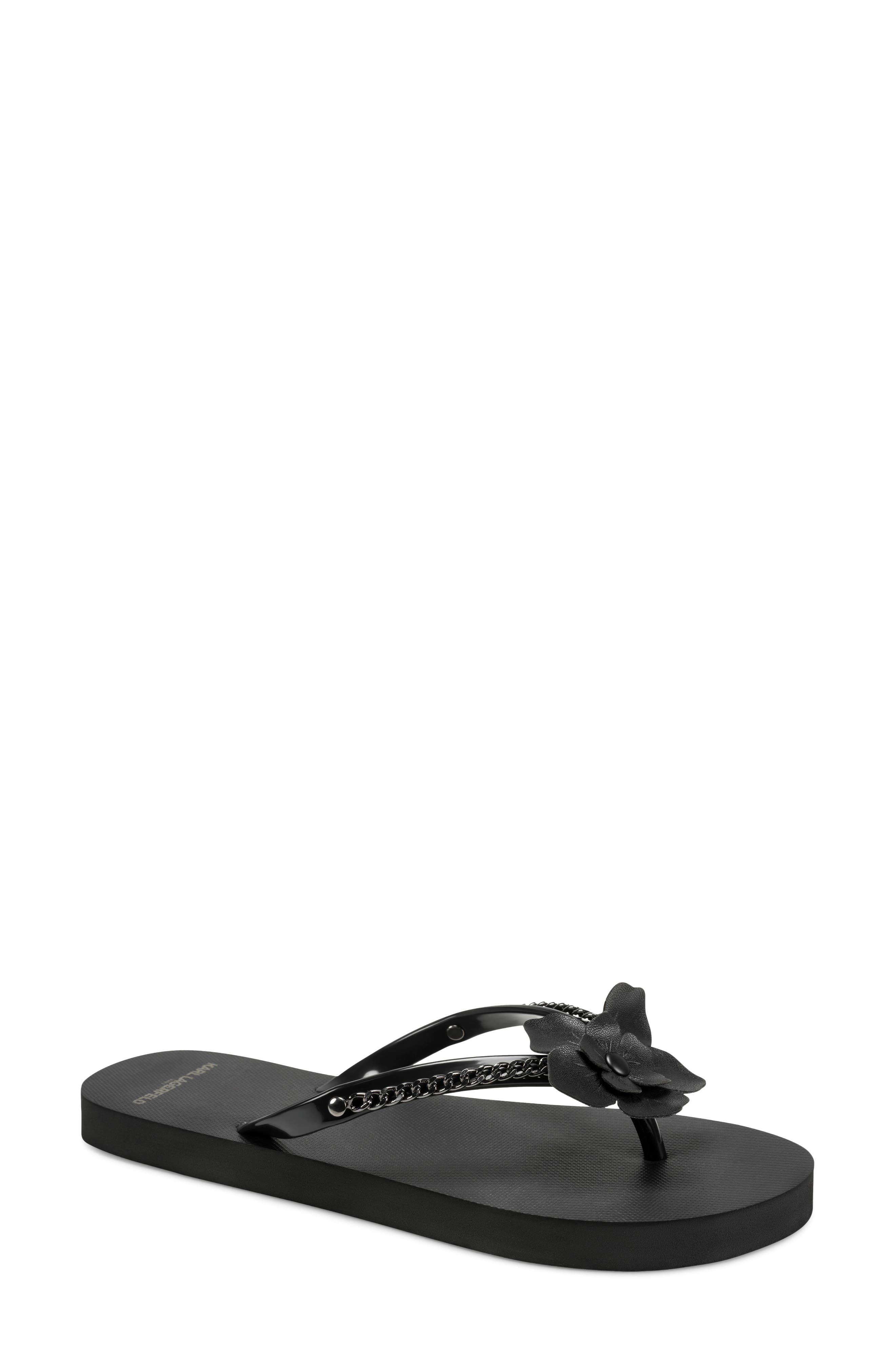 Zemira Flower Flip Flop, Main, color, BLACK