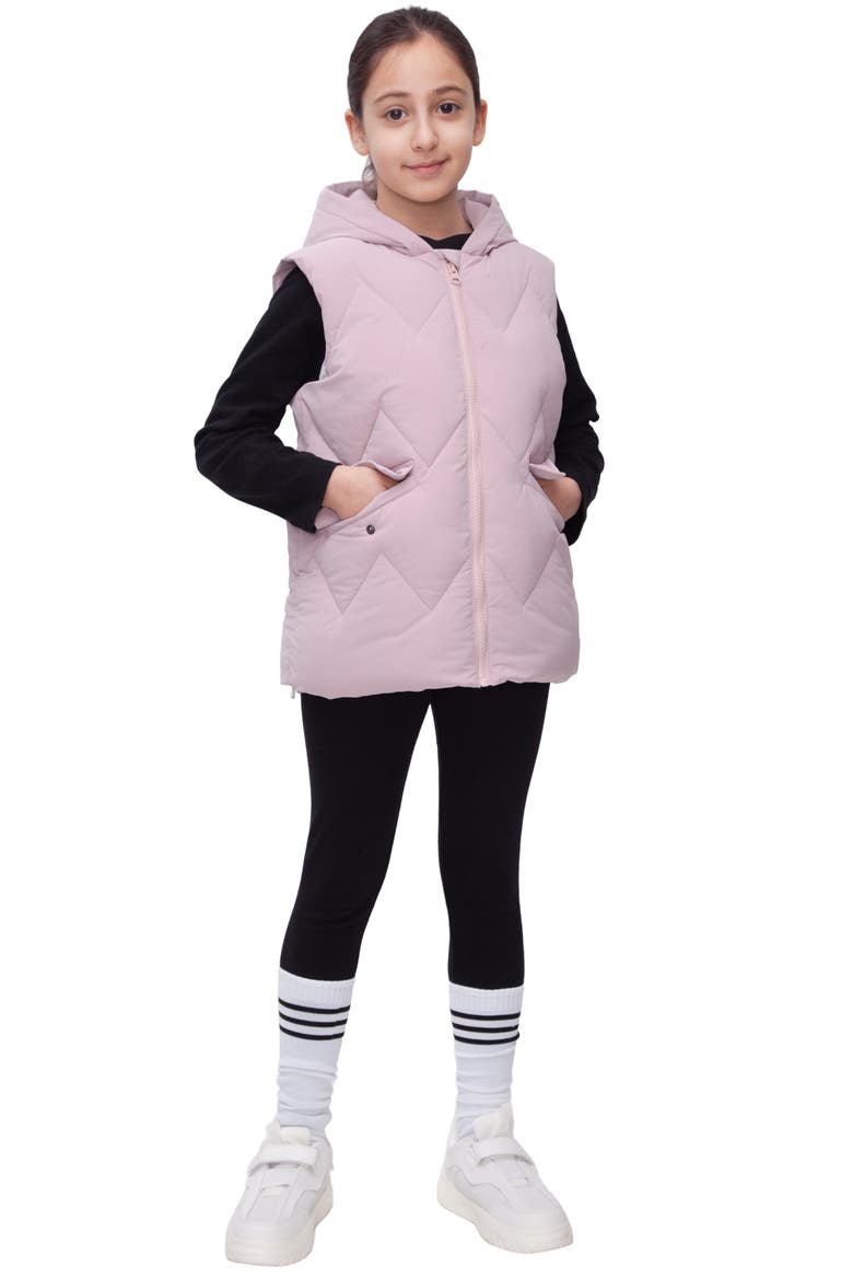 Kids' Hooded Puffer Vest, Alternate, color, Pink
