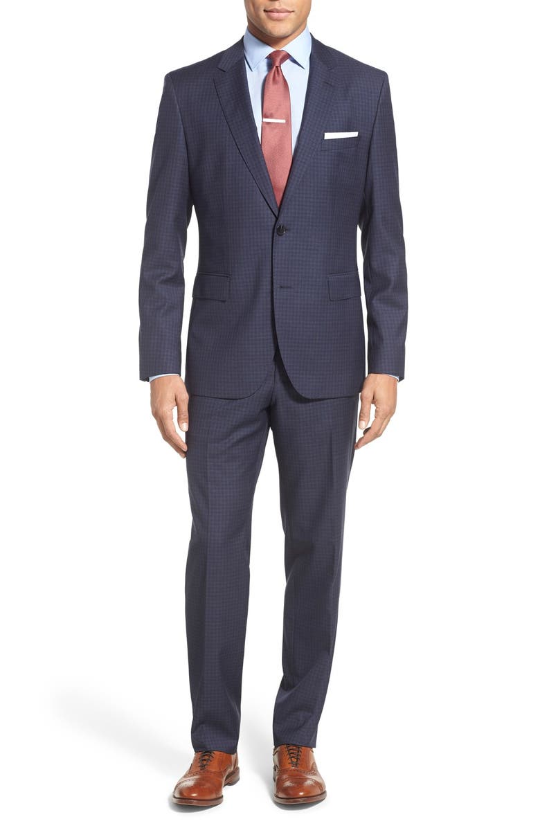 BOSS 'Johnstons/Lenon' Trim Fit Check Wool Suit, Main, color,