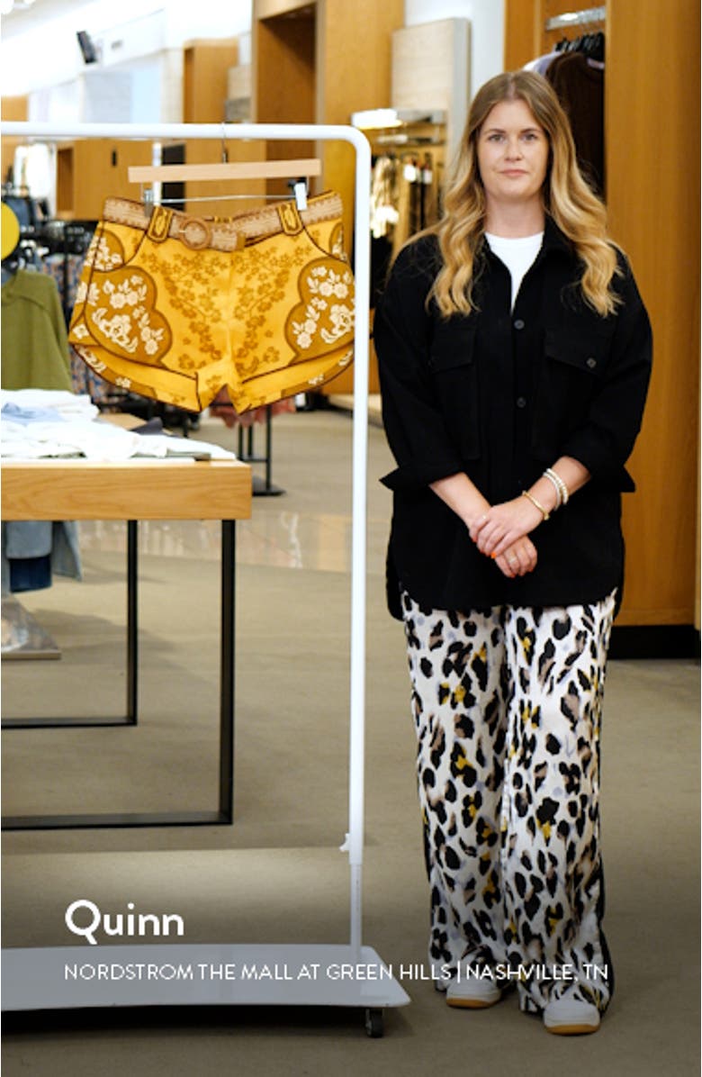 Raie Placed Print Linen Shorts, sales video thumbnail