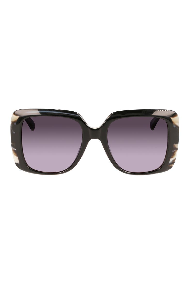 Roseau 53mm Gradient Square Sunglasses, Main, color, BLACK/ HORN