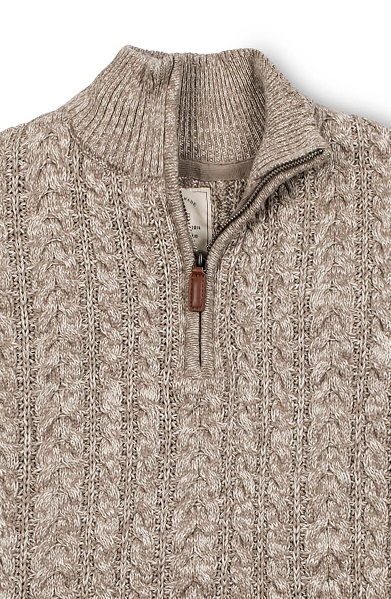 Hope & Henry Organic Half Zip Cable Pullover Sweater, Alternate, color, Taupe Marl Cable
