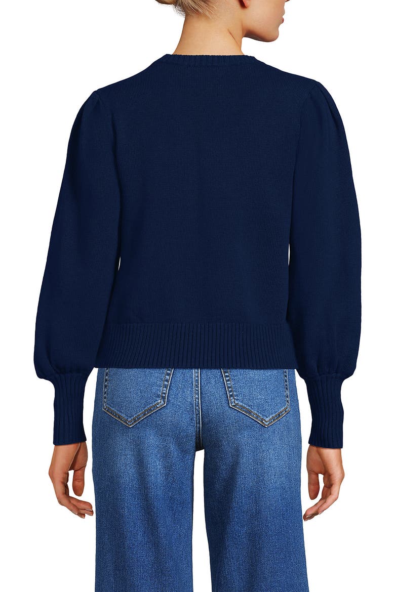 Drifter Puff Sleeve Crew Neck Sweater, Alternate, color, Deep Sea Navy