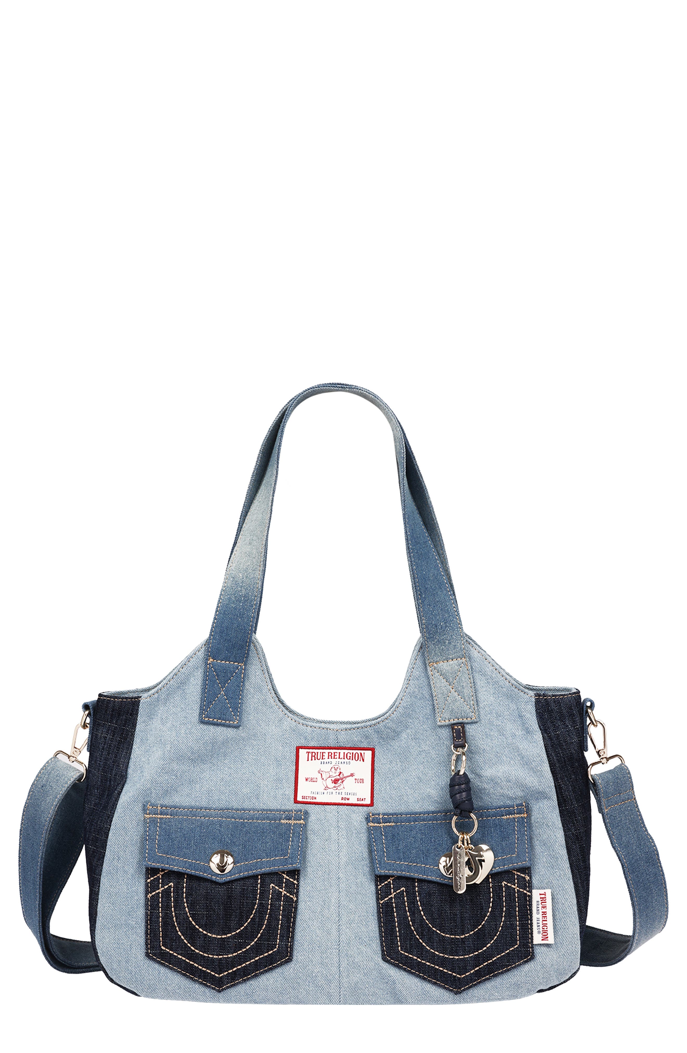Colorblocked Denim Satchel