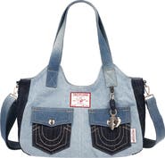 True Religion Colorblocked Denim Satchel