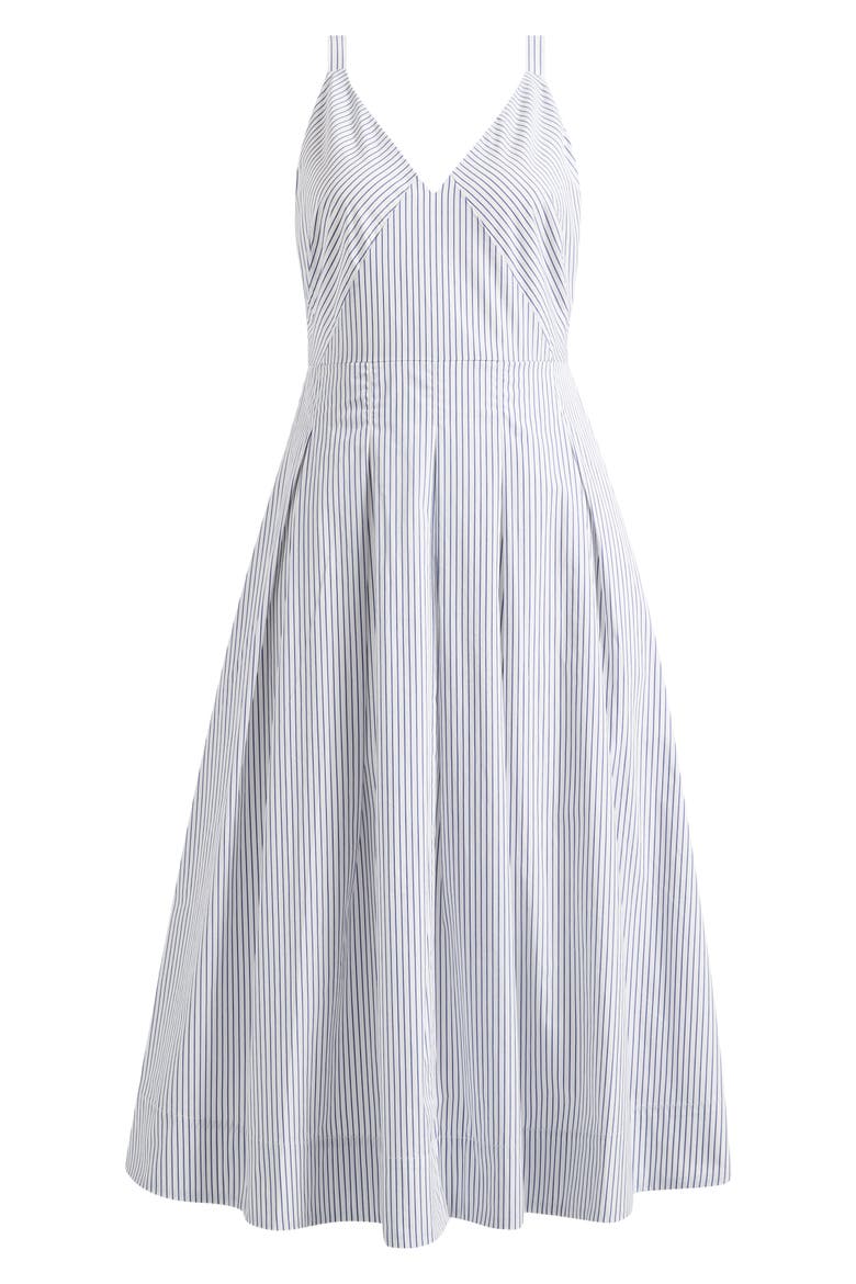 Abby Stripe Cotton Poplin Fit & Flare Dress, Alternate, color, WHITE/BLUE STRIPE