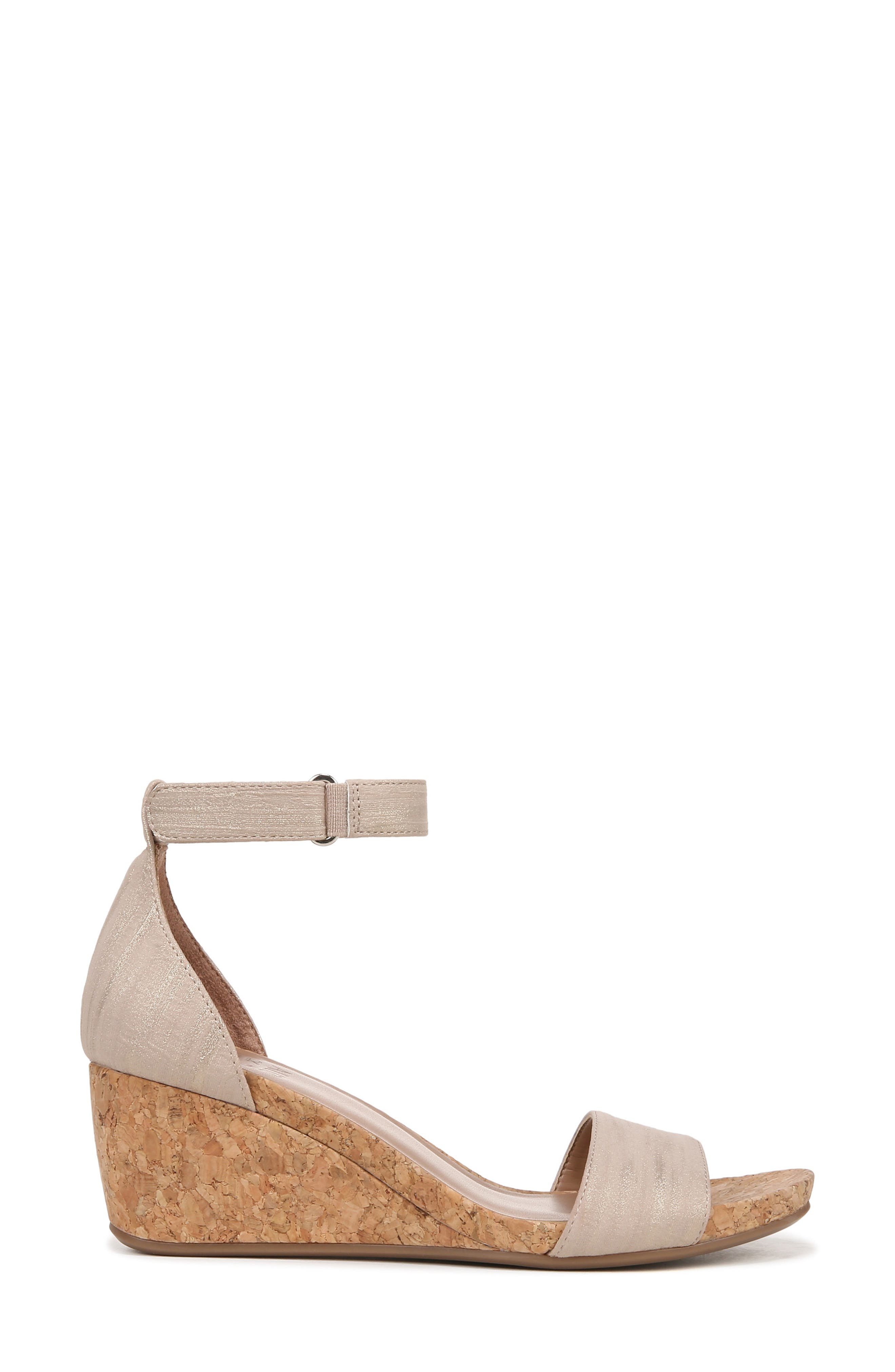 Naturalizer Areda Ankle Strap Wedge Sandal - Wide Width Available, Alternate, color, Fawn Beige Faux Leather