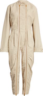 Stella McCartney Twin Zipper Long Sleeve Twill Jumpsuit