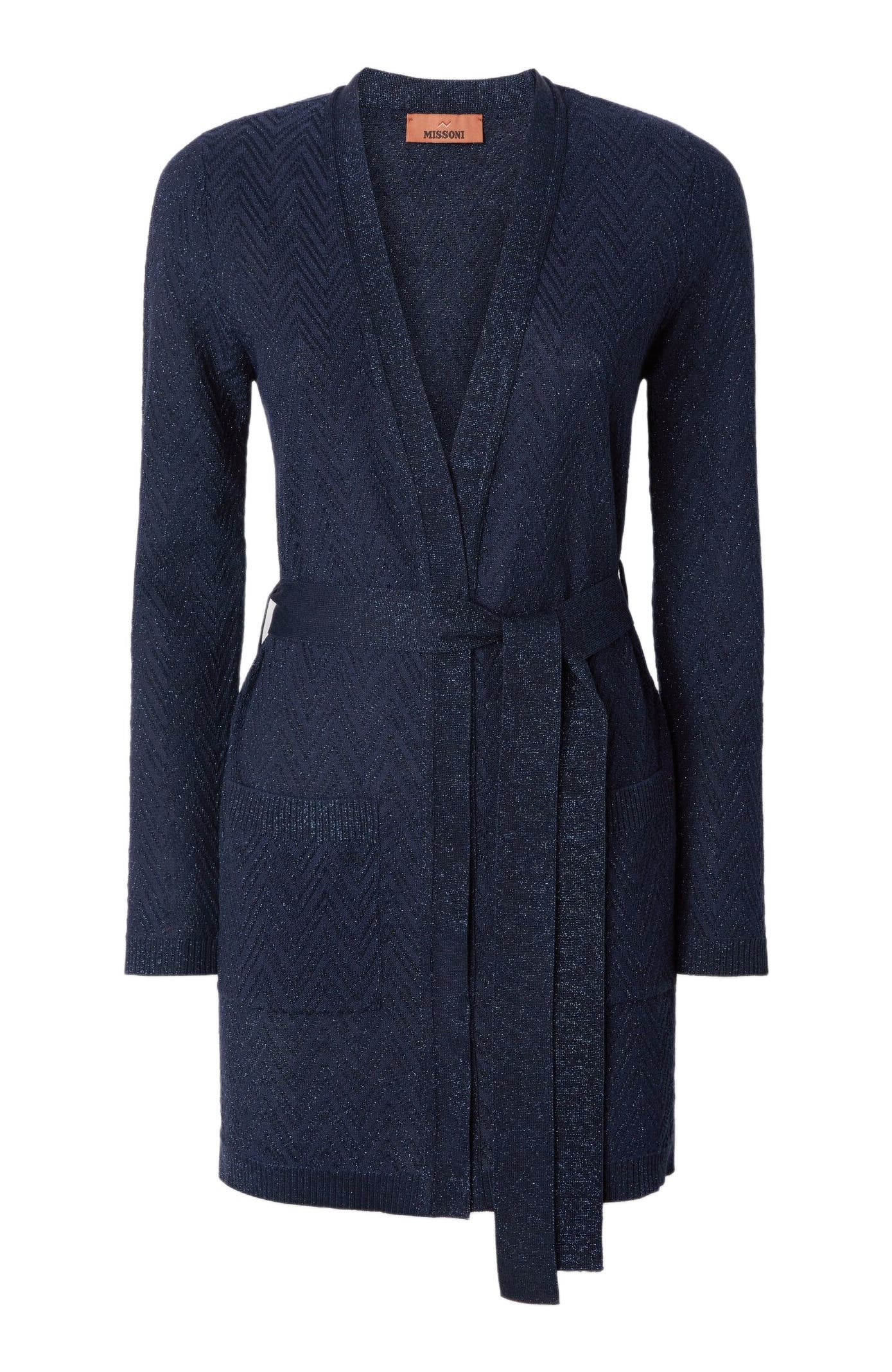 Chevron Pattern Belted Cardigan - image 4