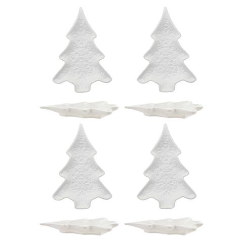 White Dolomite Tree Silhouette Dish, Set of 4