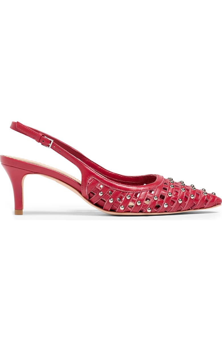 Cinq à Sept Rena Cage Studded Slingback Pointed Toe Pump, Alternate, color, Bordeaux