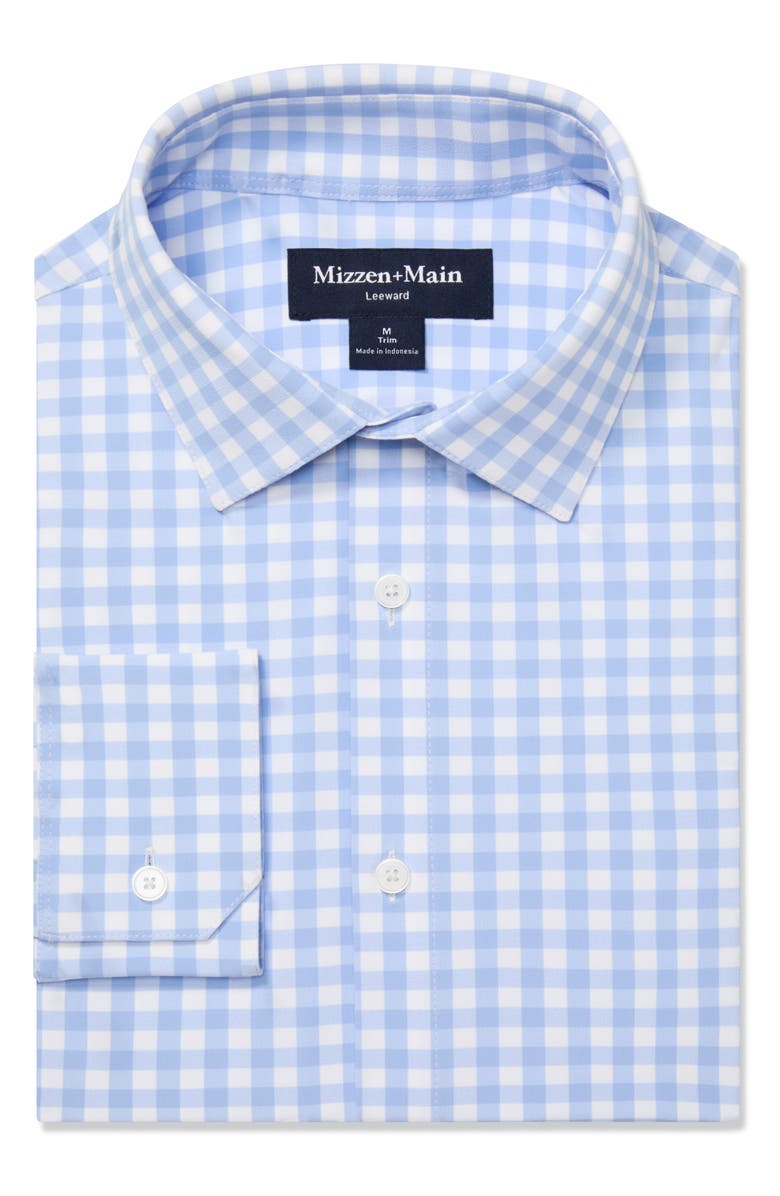Mizzen+Main Men's Leeward Trim Fit GinghamButton-Up Shirt, Alternate, color, Light Blue Gingham