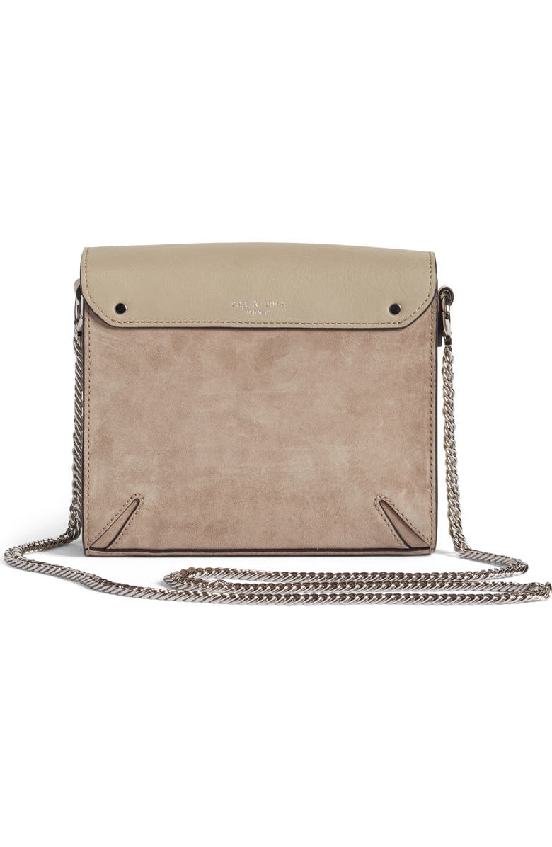 rag & bone Moto Leather & Suede Crossbody Bag, Alternate, color, Warm Grey
