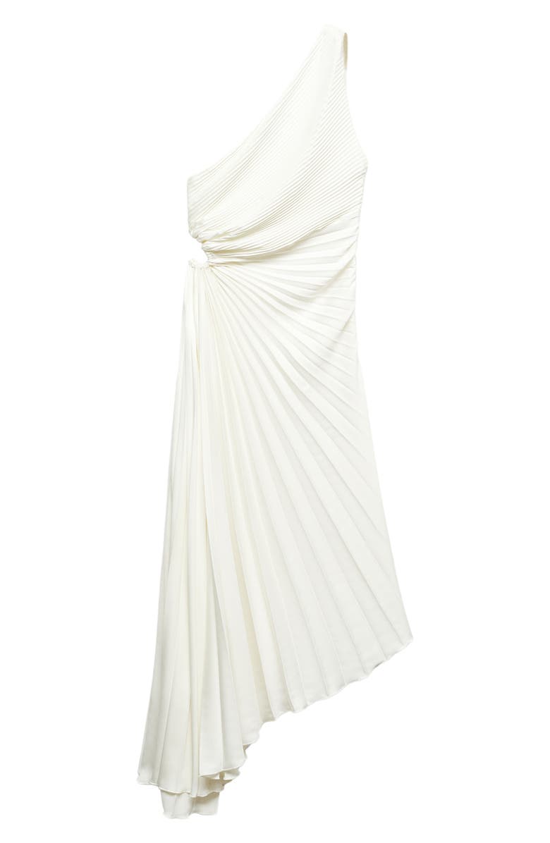 MANGO One-Shoulder Side Cutout Pleated Midi Dress, Alternate, color,