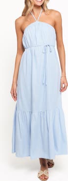 Petal & Pup Halter Neck Linen Blend Maxi Dress