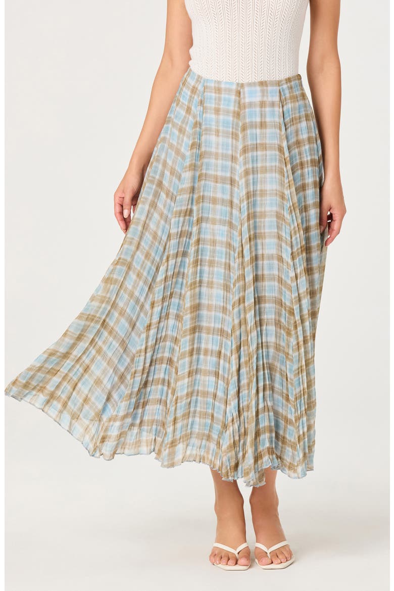 Fiori Plaid Skirt, Alternate, color, BLUE BROWN PLAID